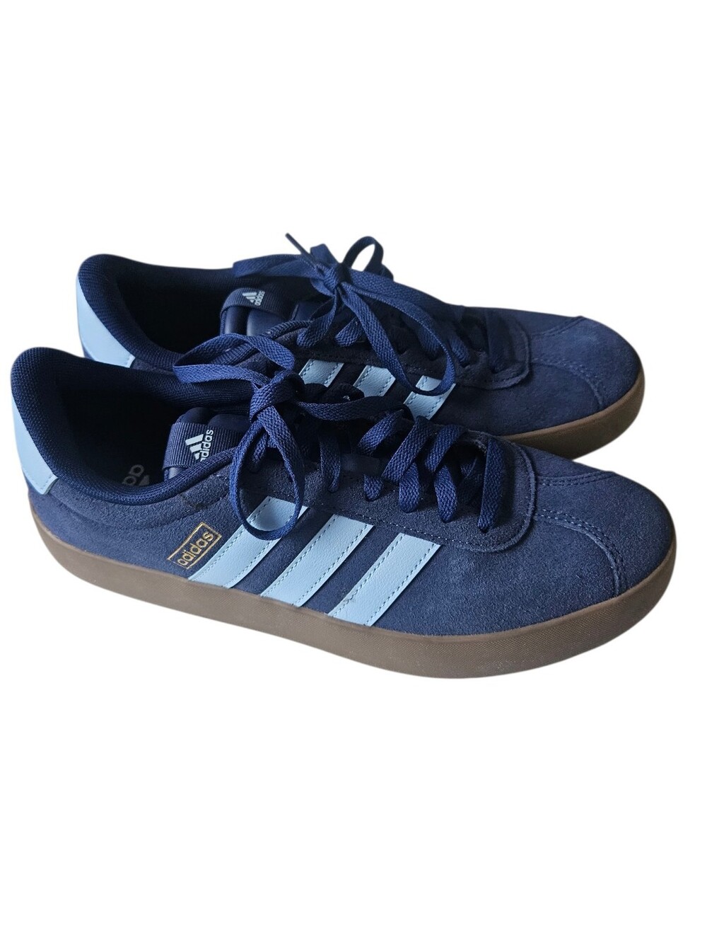Adidas VL Court 3.0 Blue with Gum Rubber Sole Sneakers Women 10